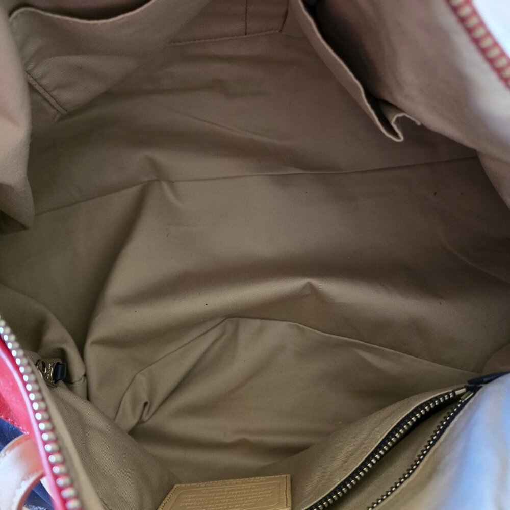 Coach Legacy Boston Weekender 23481 XL Leather Duffel Red White Blue AUTHENTIC - Picture 6 of 16